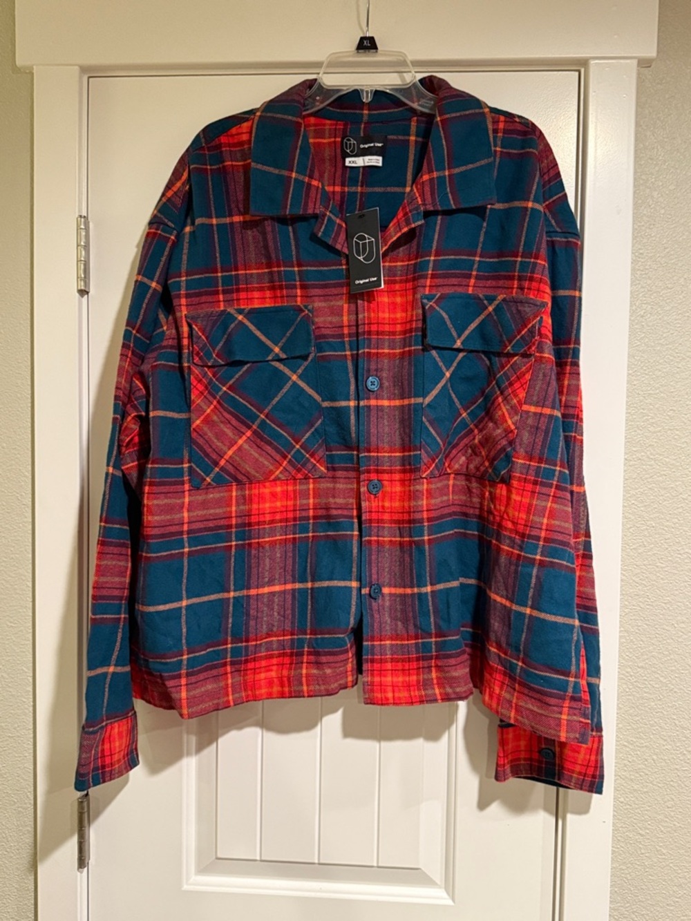 Original Use Red & Teal Plaid Utility Flannel
